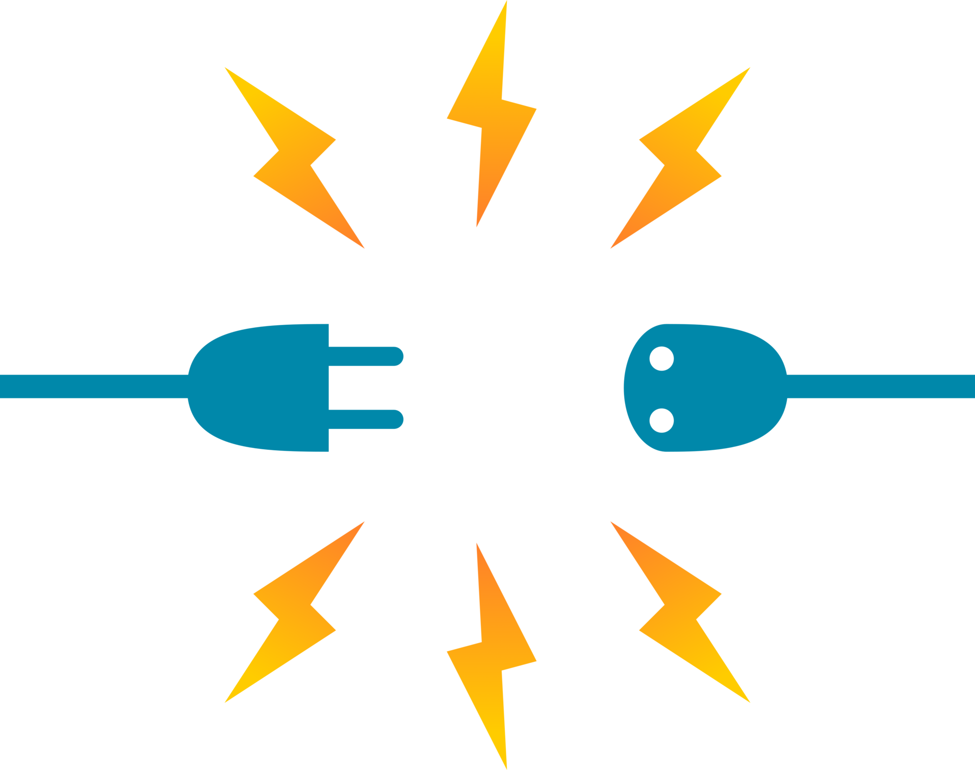 Blue plug and socket electric disconnection with yellow electric short