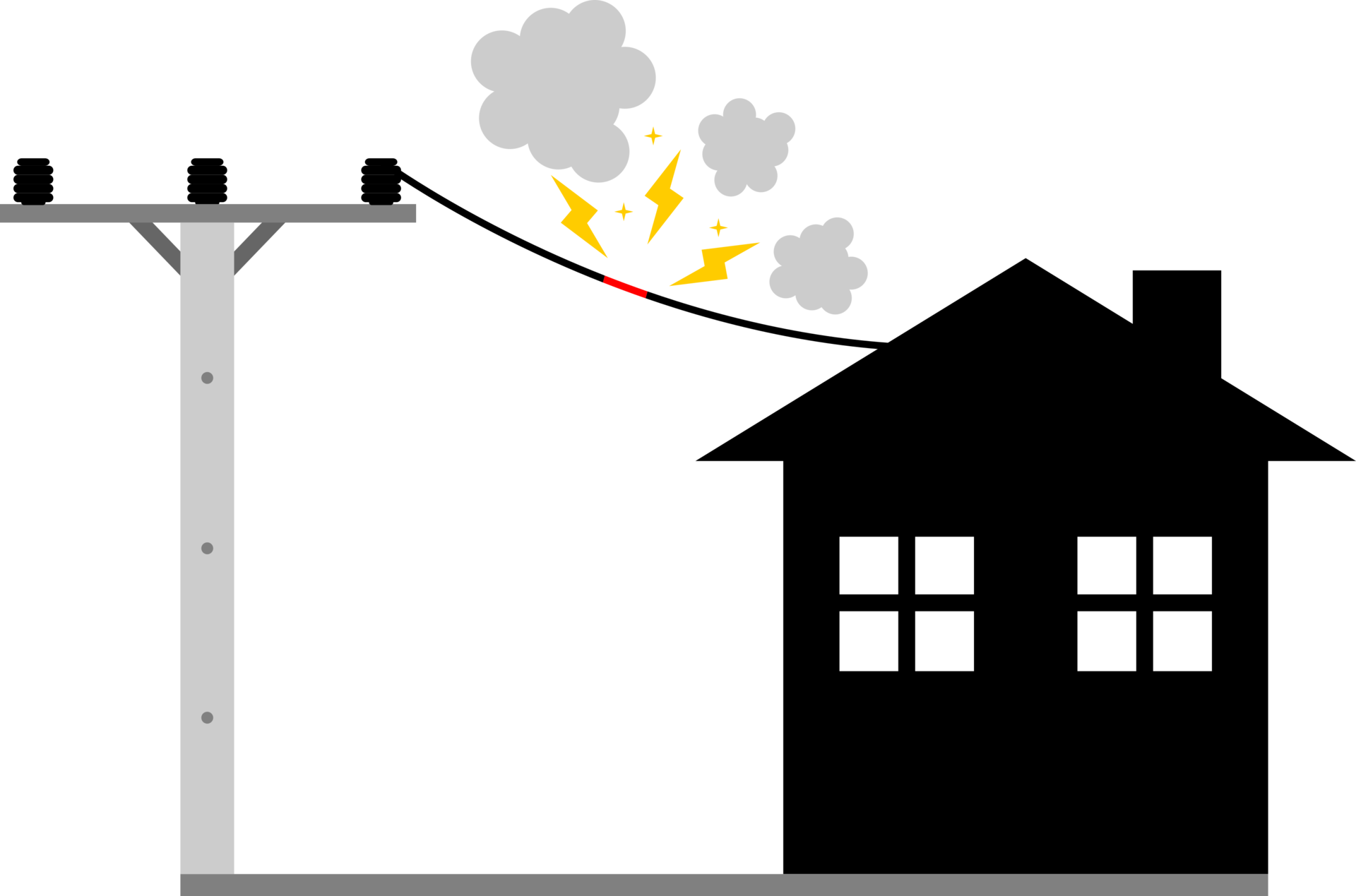 Broken Electric Wire Of High Voltage Pole Is Damaged And Short Circuit broken-electric-wire-of-high-voltage-pole-is-damaged-and-short-circuit