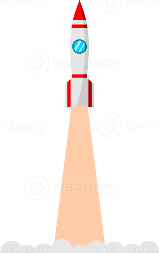 spaceship rocket launch take-off with fire smoke cartoon png