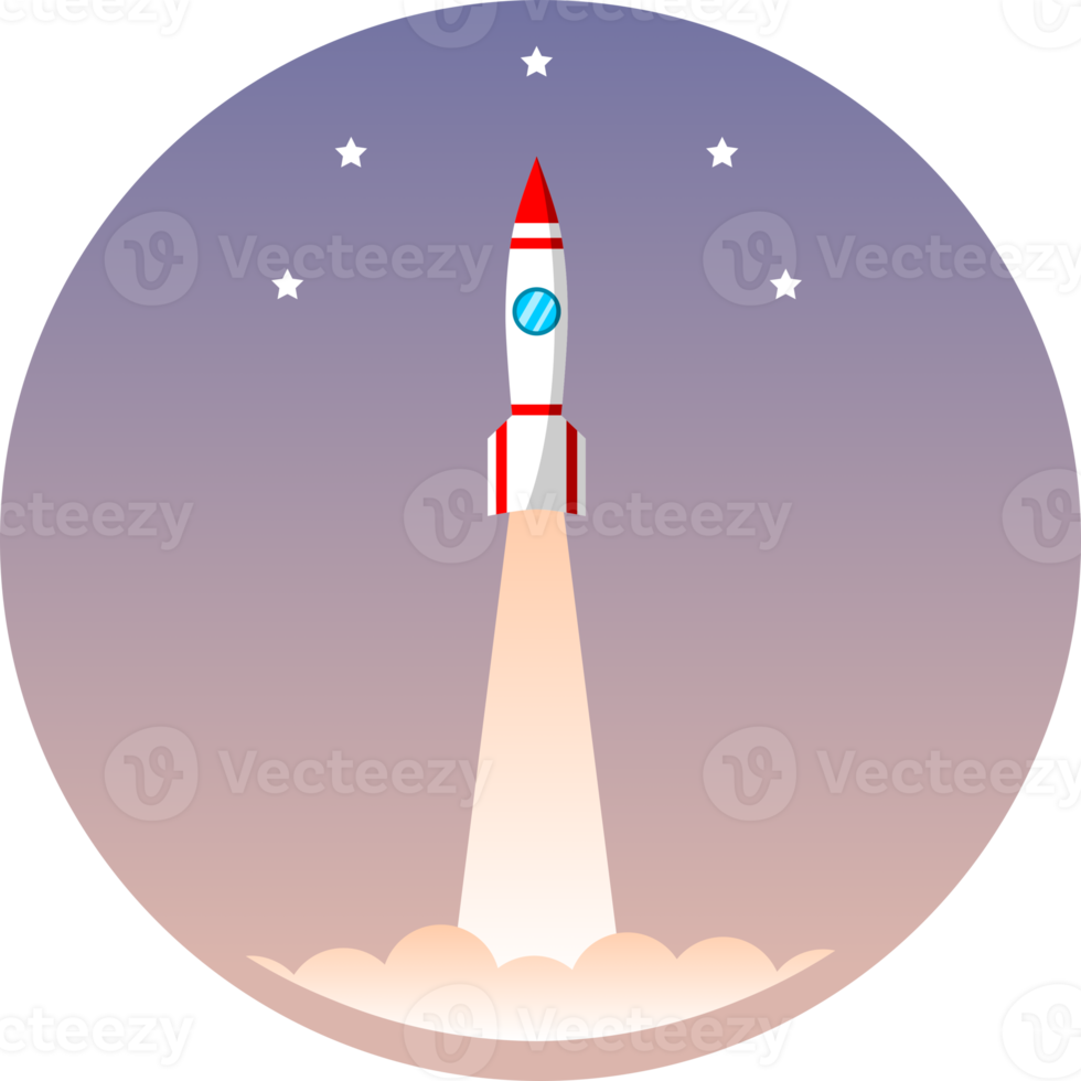 spaceship rocket launch take-off with fire smoke cartoon png
