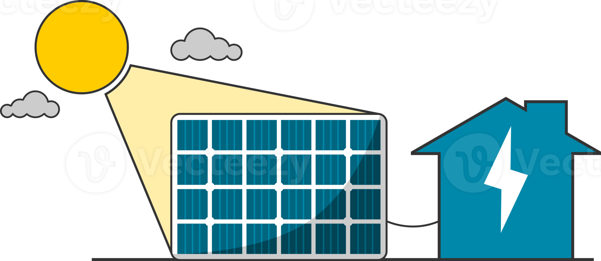 solar cell or solar panel grid module with sun energy power generate electricity to building home environmentally friendly clean energy png