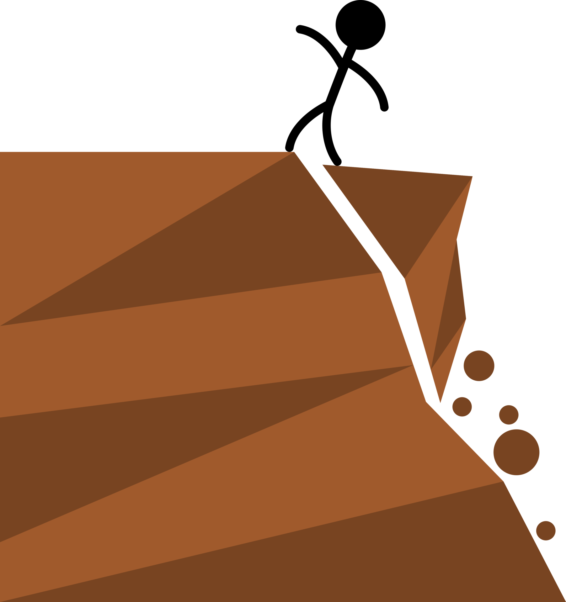 Beware people falling off cliff edge landslide rockfall mountain hill