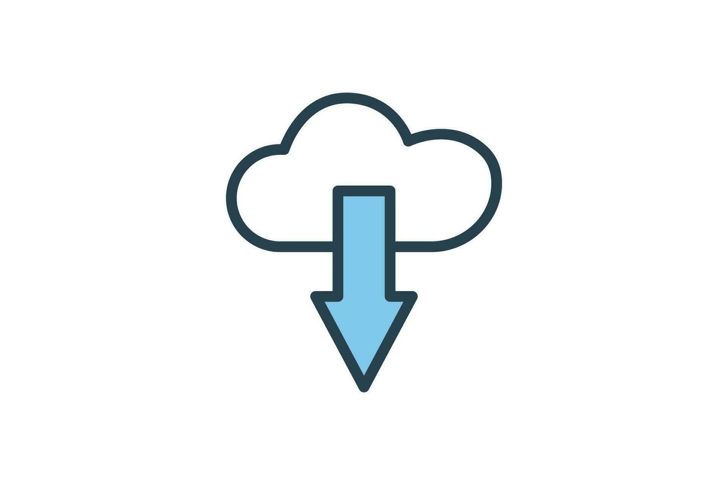 Cloud download Icon. suitable for web site design, app,user interfaces. flat line icon style. Simple vector design editable