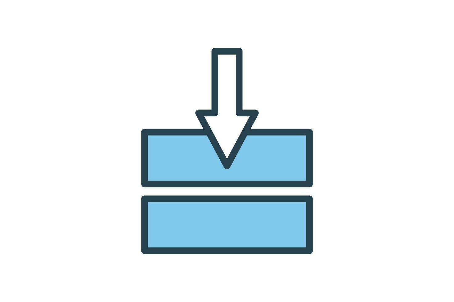 Downloaded icon. suitable for web site design, app, user interfaces. flat line icon style. Simple vector design editable