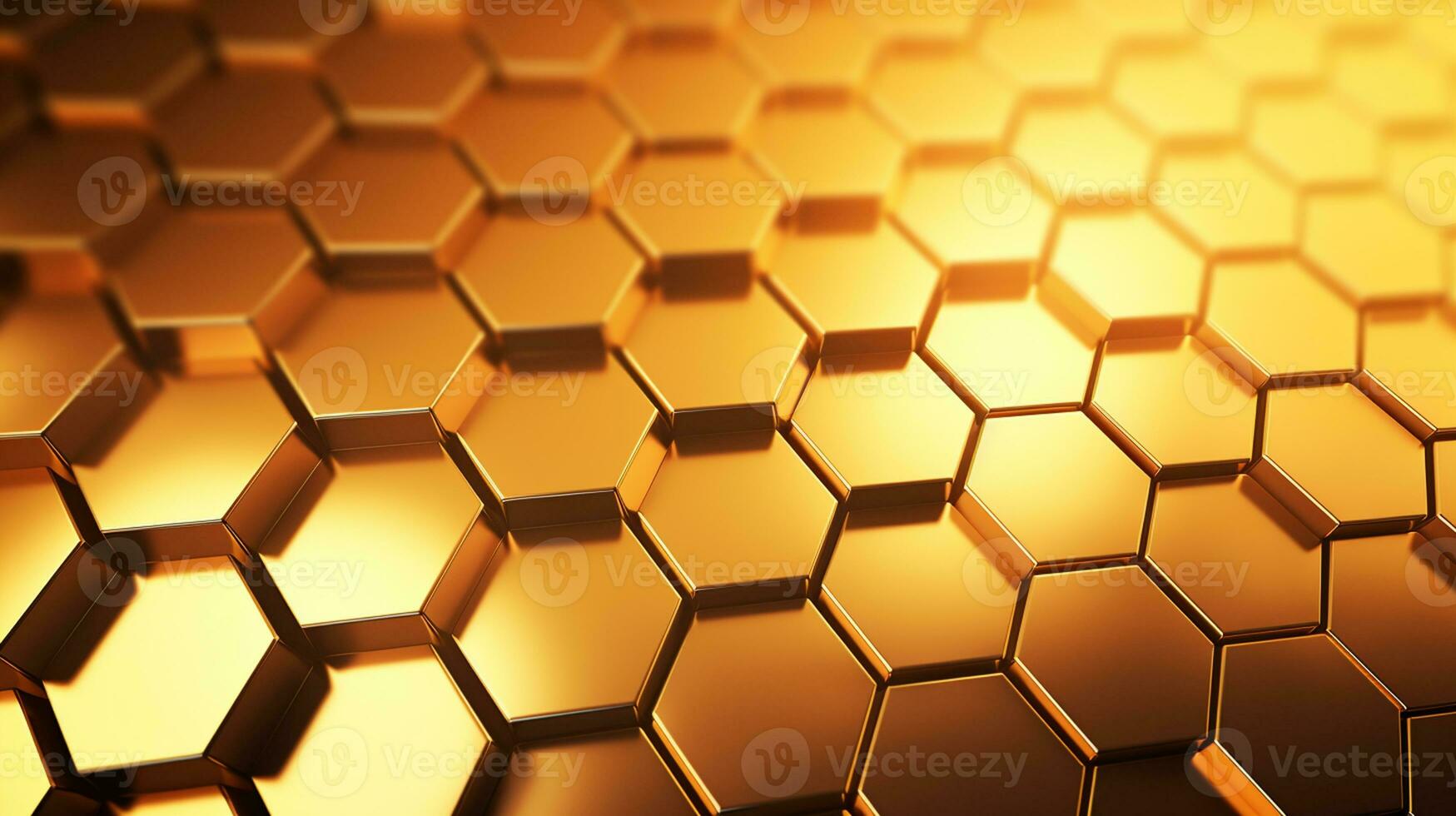 3d ilustración oro geométrico hexágono resumen antecedentes. superficie hexágono patrón, hexagonal panal. generativo ai foto