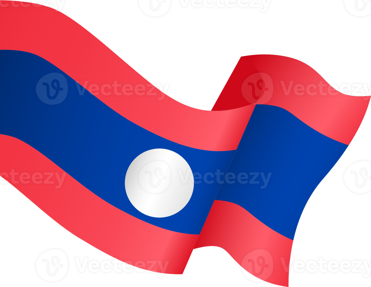 Laos flag wave isolated on png or transparent background