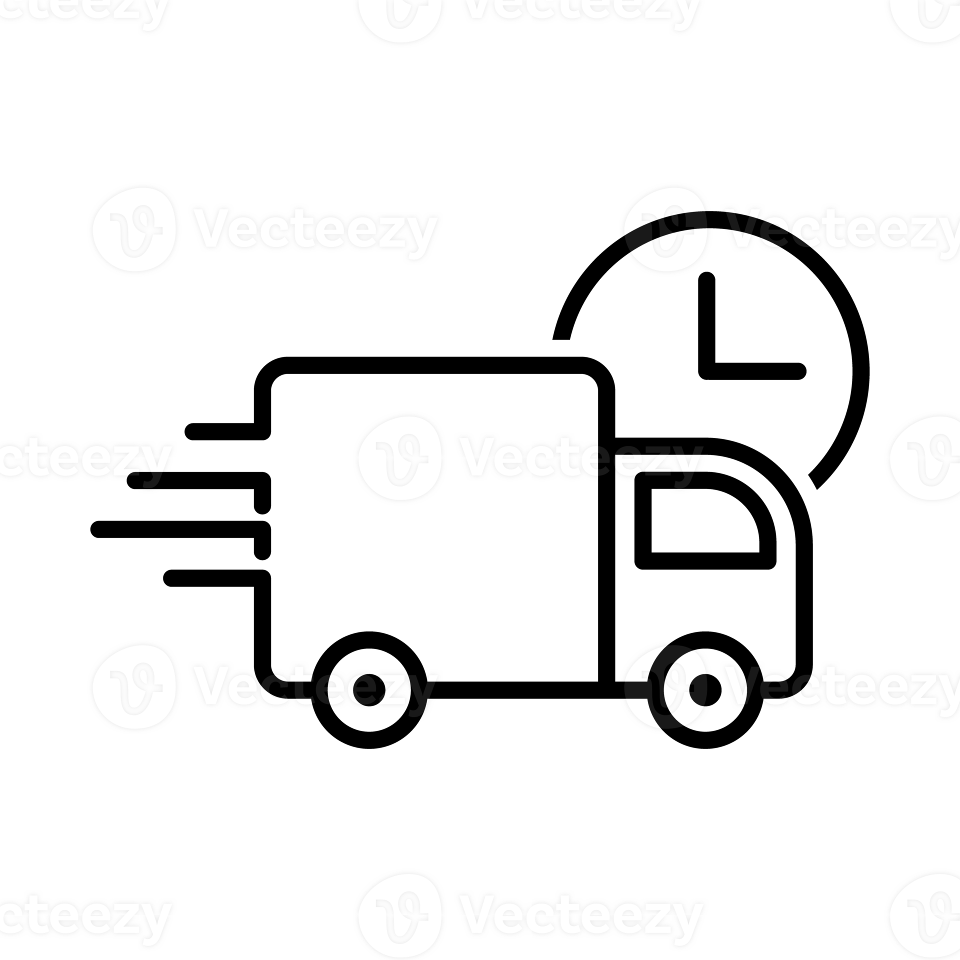 Fast Delivery Truck, Quick Delivery Transportation With Clock Symbol