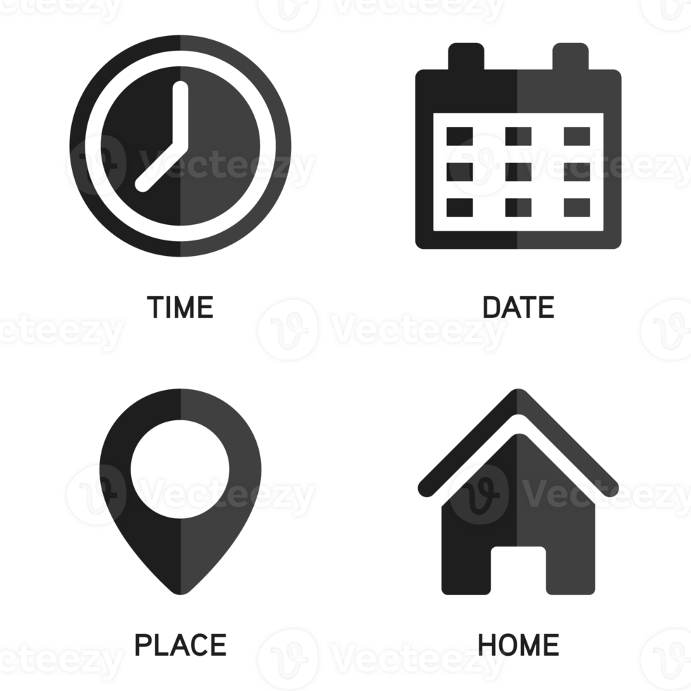 Time Clock Icon, Date Calendar, Place Pin Location Address, Home Button, Business Icon Set, Office Hour, Schedule, Reminder, Plan Design Elements, Event, User Interface Symbol png