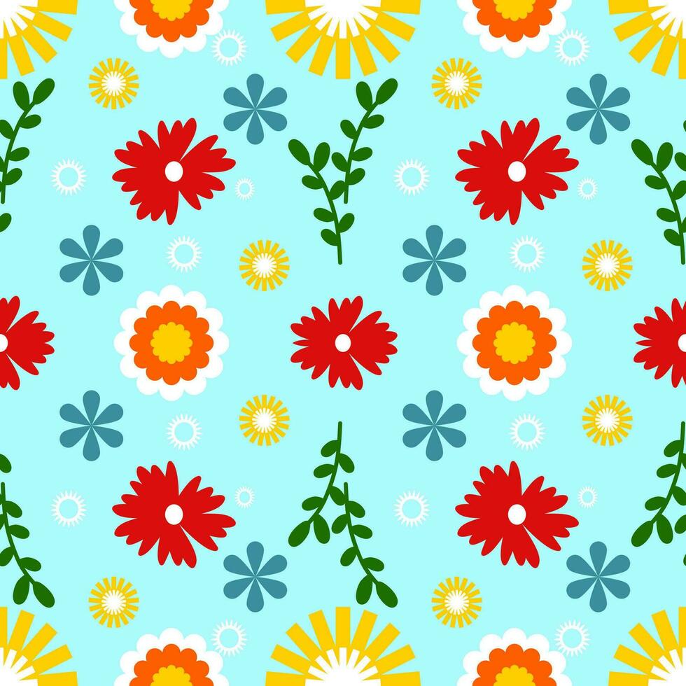 colorful abstract seamless patterns with flowers. Hand drawn vector illustrations. Every pattern is isolated