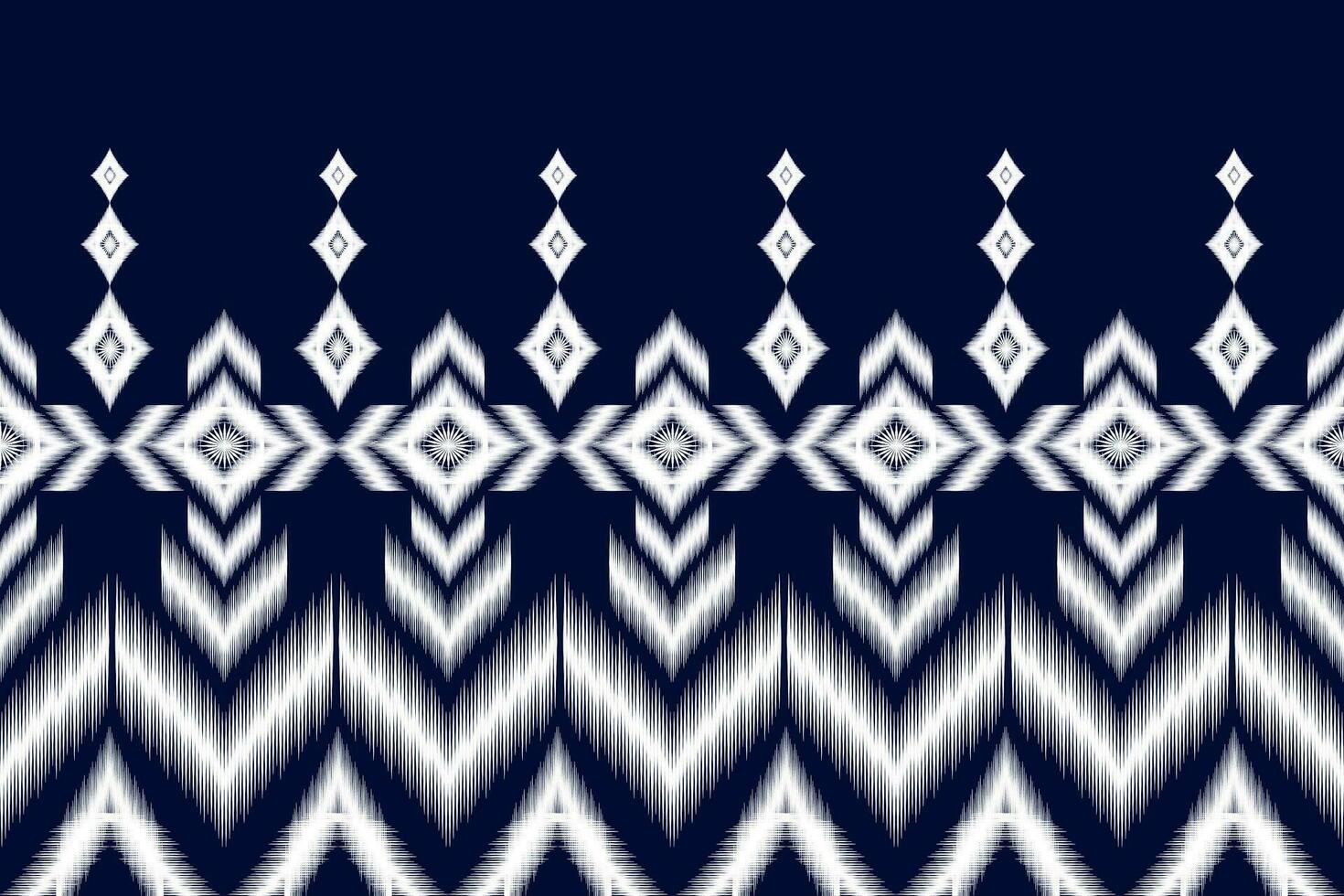 Seamless pattern of Ikat paisley, traditional seamless pattern, blue background, Aztec style, embroidery, abstract, vector, design illustration for texture, fabric, print. vector