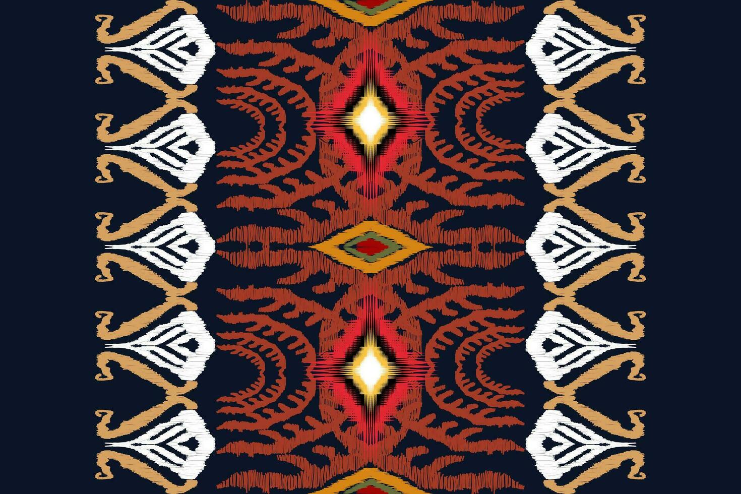 Ikat floral paisley embroidery on black background.geometric ethnic oriental pattern traditional.Aztec style abstract vector illustration.design for