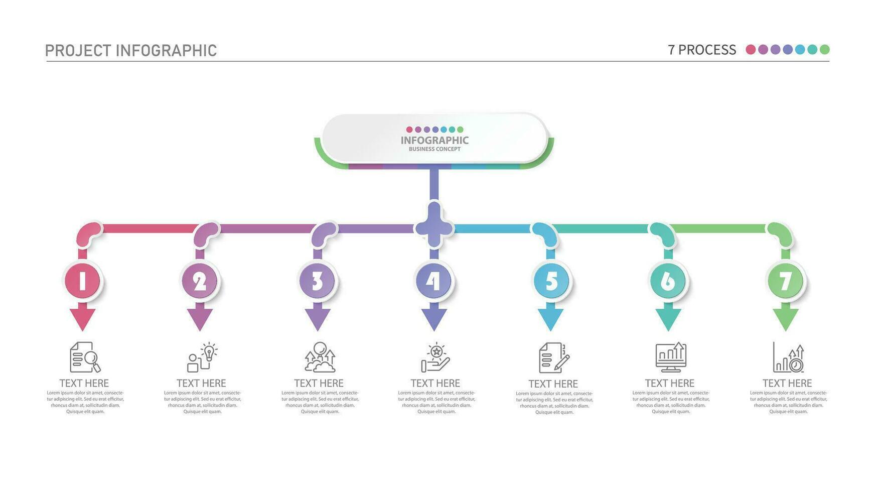 Infographic process design with icons and 7 options or steps. vector