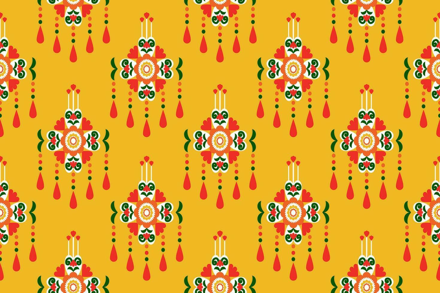 Ethnic abstract flower art. Seamless pattern in tribal, folk embroidery, and Mexican style. Aztec geometric art ornament print.Design for carpet, wallpaper, clothing, wrapping, fabric, cover, textile vector