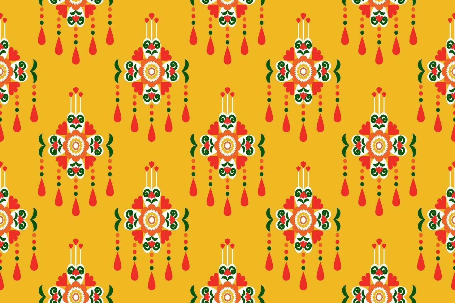 Ethnic abstract flower art. Seamless pattern in tribal, folk embroidery, and Mexican style. Aztec geometric art ornament print.Design for carpet, wallpaper, clothing, wrapping, fabric, cover, textile vector