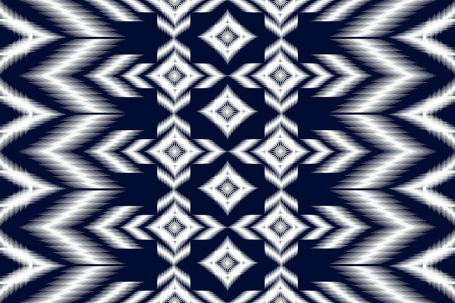Seamless pattern of Ikat paisley, traditional seamless pattern, blue background, Aztec style, embroidery, abstract, vector, design illustration for texture, fabric, print. vector