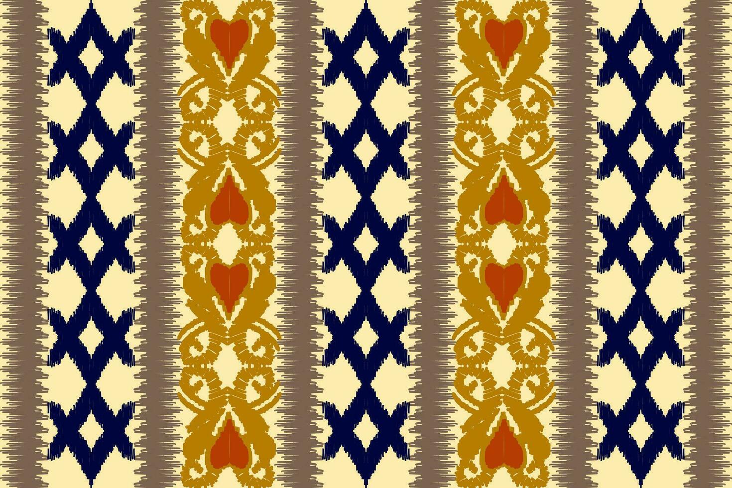 Thai Ikat paisley pattern on light yellow background, traditional oriental geometric pattern, aztec abstract vector pattern design for