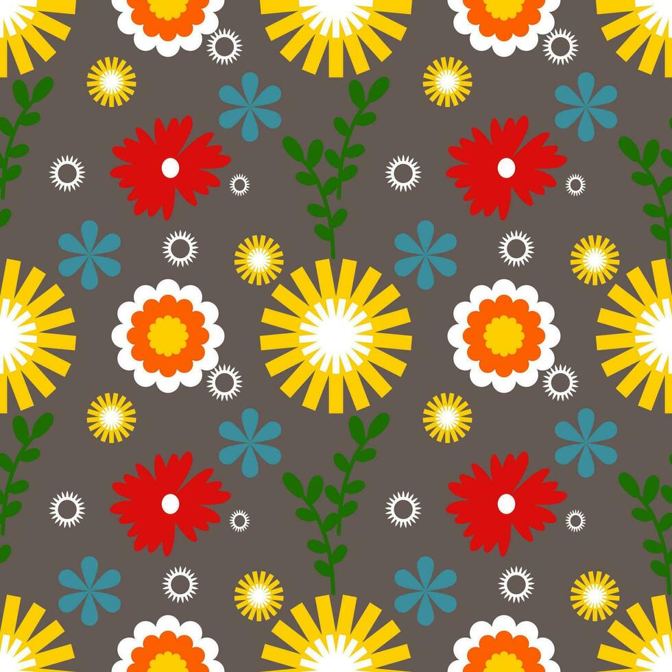 colorful abstract seamless patterns with flowers. Hand drawn vector illustrations. Every pattern is isolated