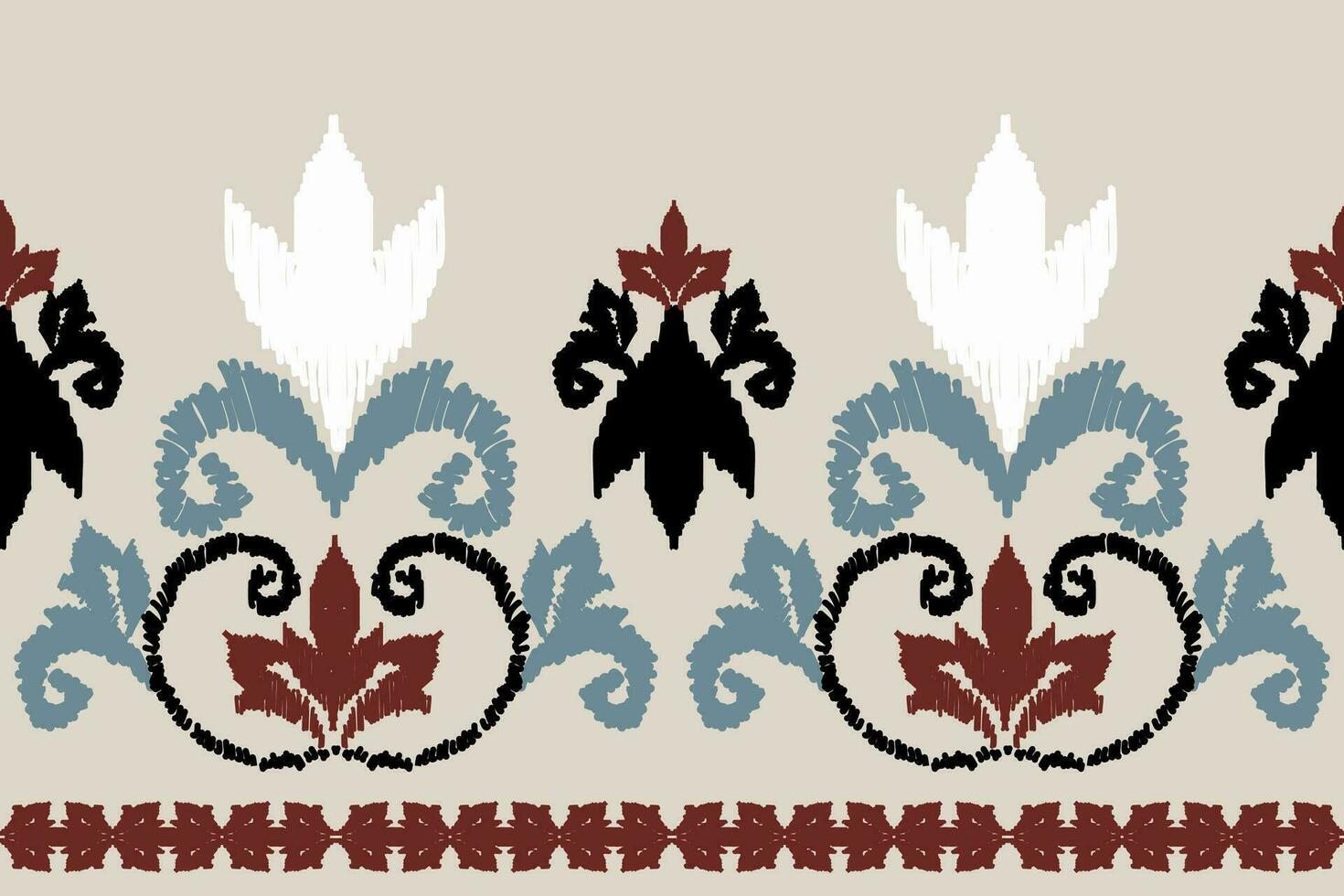 Ikat floral paisley embroidery on white background.geometric ethnic oriental pattern traditional.Aztec style abstract vector illustration.design for