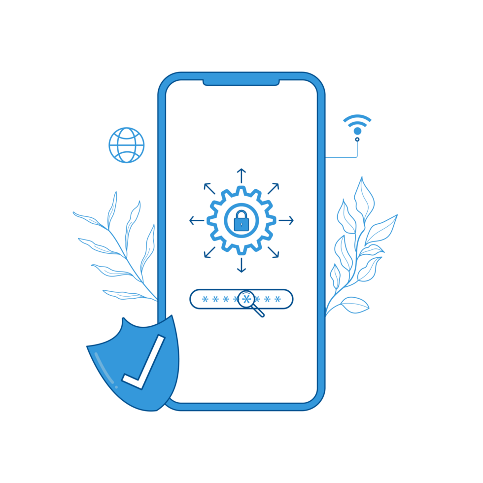 Mobile security concept. Secure internet connection. png