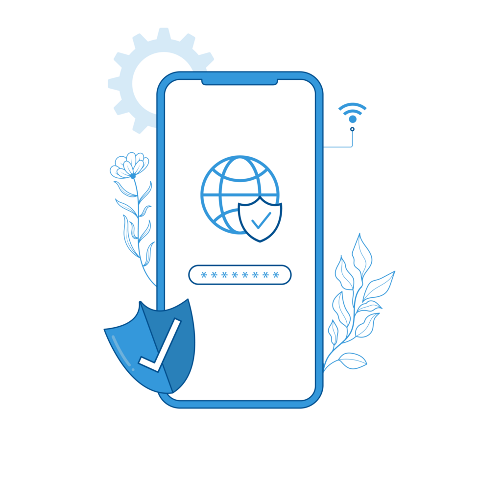 Mobile security concept. Secure internet connection. png