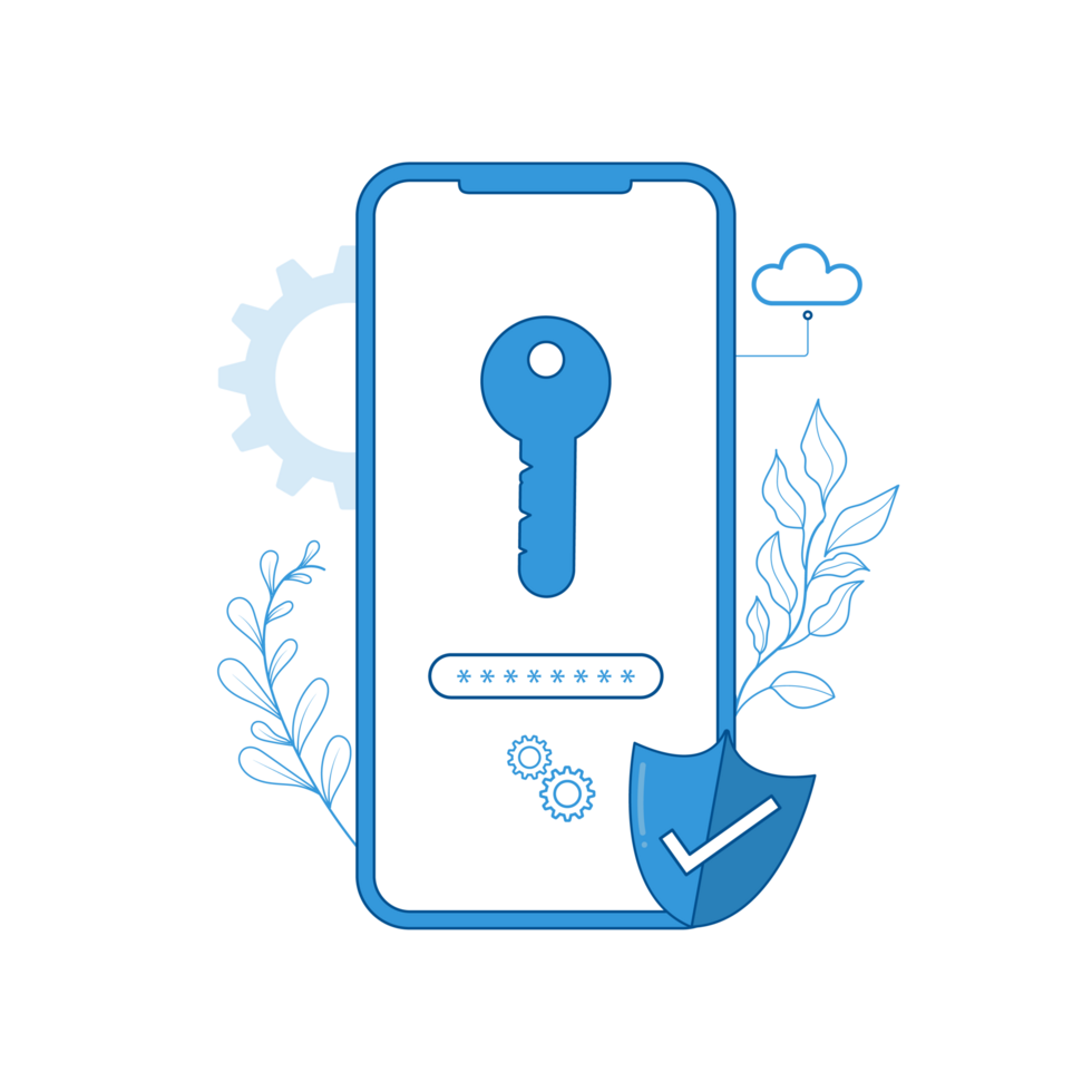 Mobile security concept. Secure internet connection. png