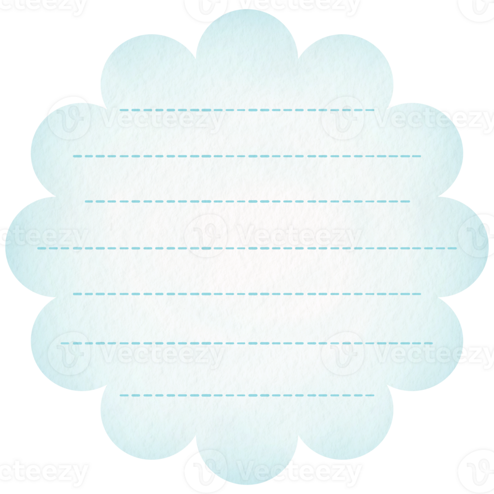 cute cloud shape sticky notes on transparent background, extracted