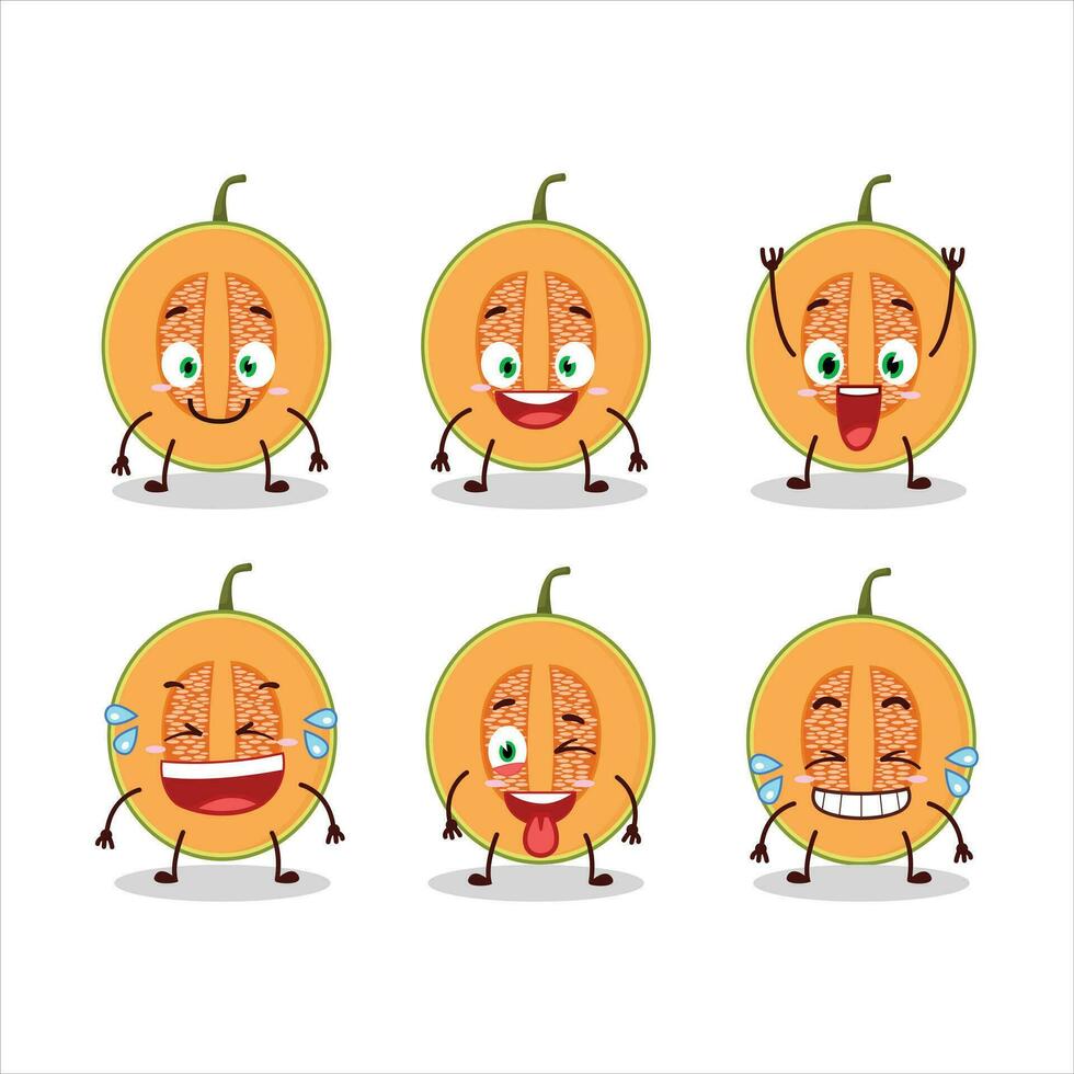 dibujos animados personaje de rebanada de melón con sonrisa expresión vector