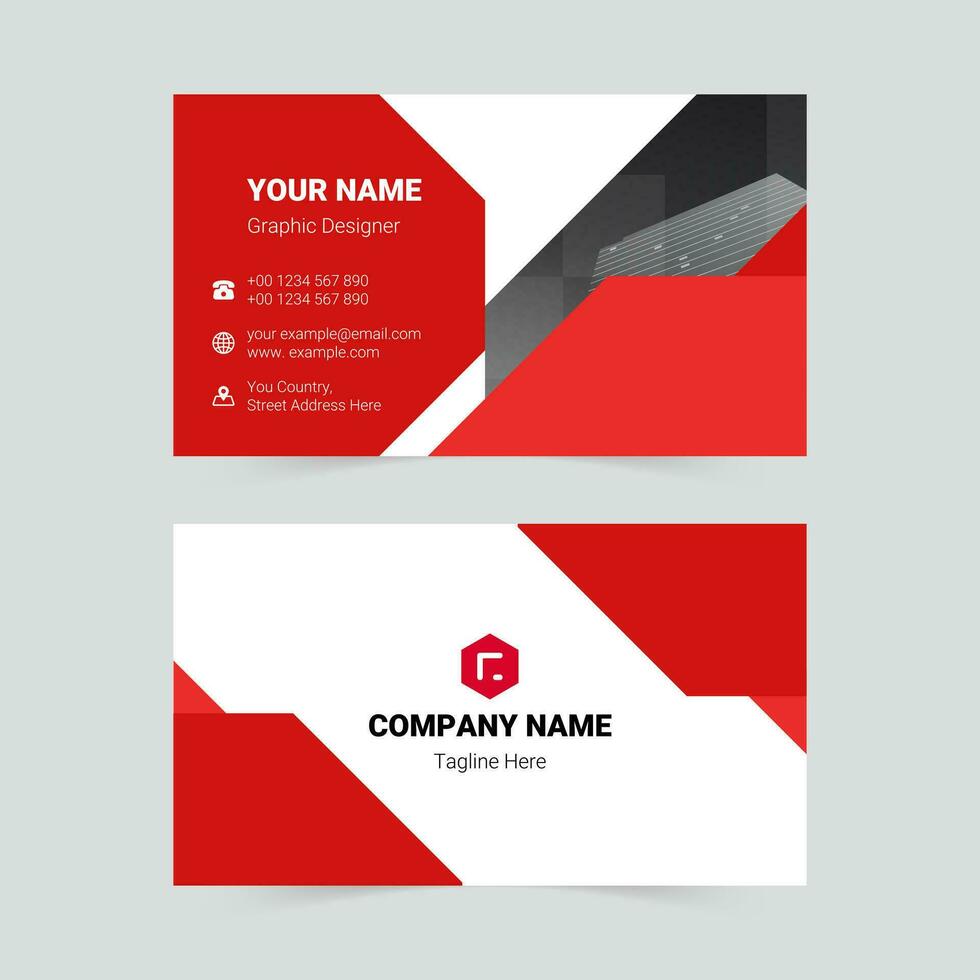 Red elegant business card template vector