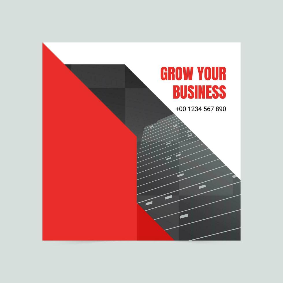 Red minimalist grow your business social media cover template vector