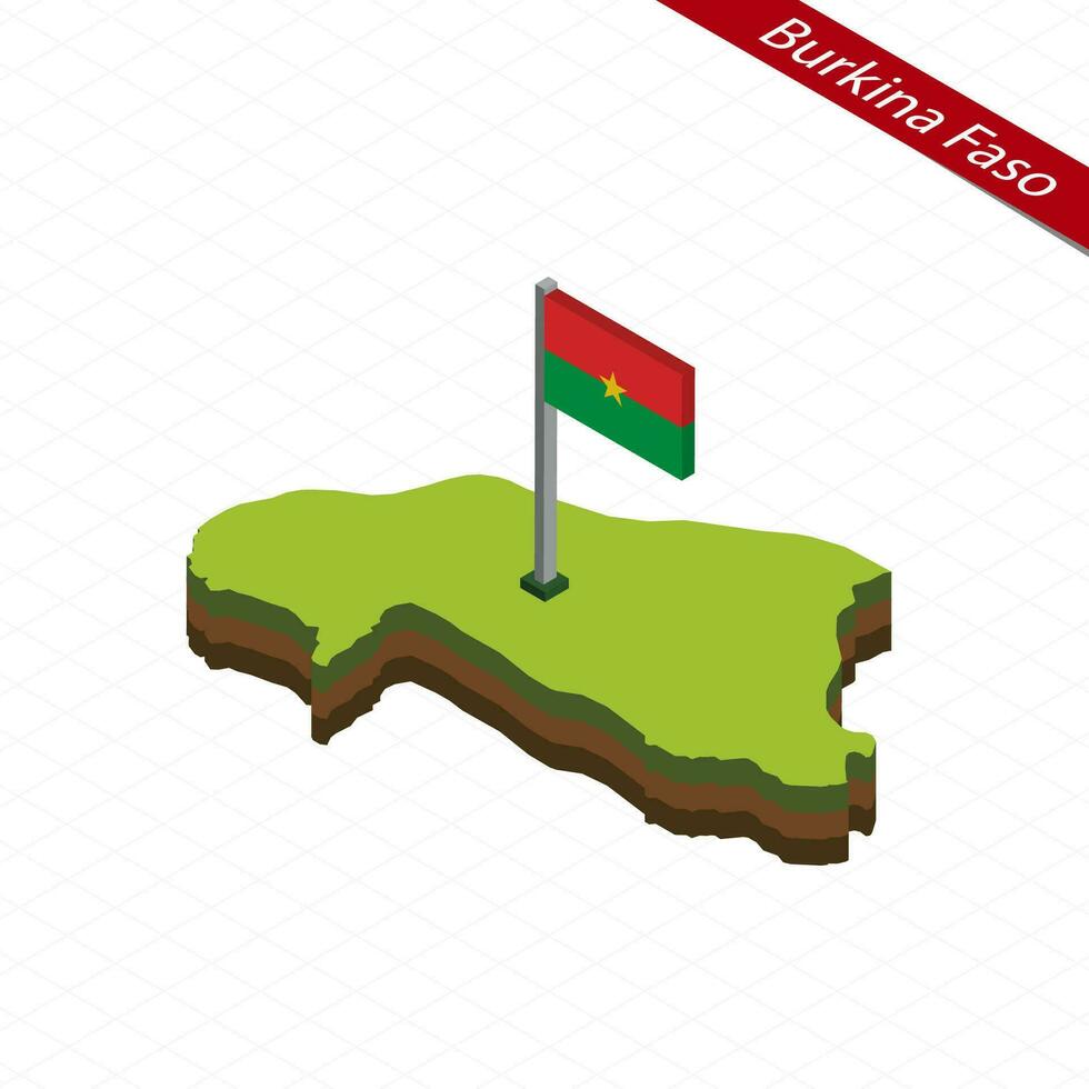 Burkina Faso Isometric map and flag. Vector Illustration.