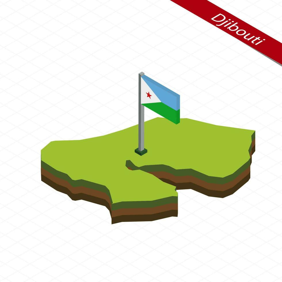 Djibouti Isometric map and flag. Vector Illustration.