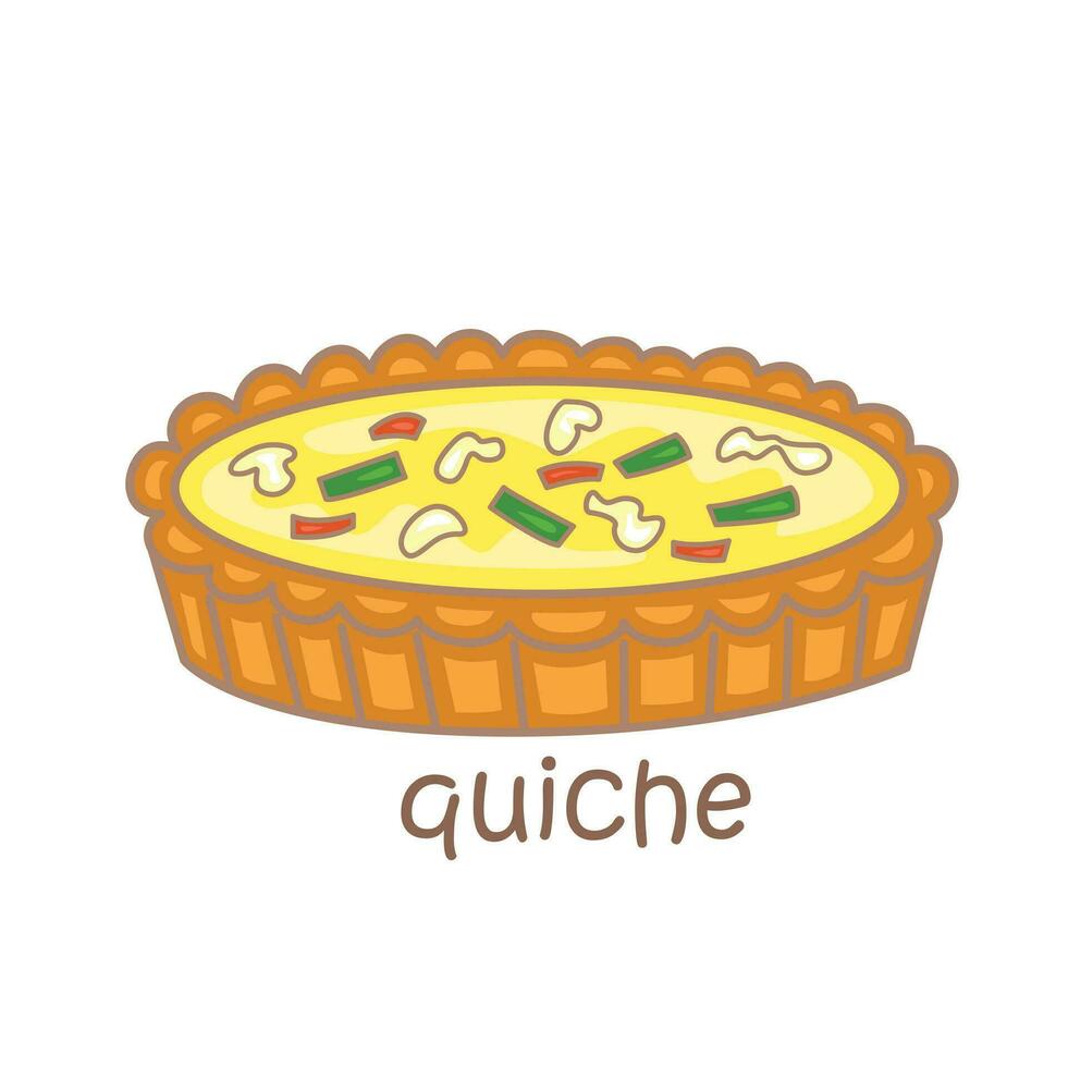 Alphabet Q For Quiche Vocabulary School Lesson Cartoon Illustration