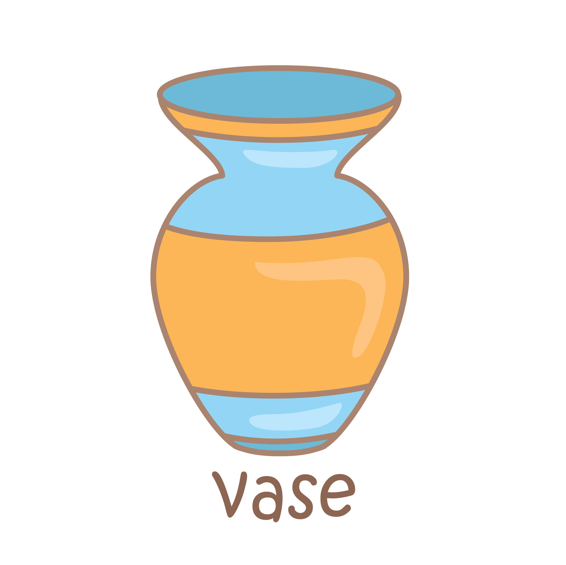 Alphabet V For Vase Vocabulary School Lesson Cartoon Illustration