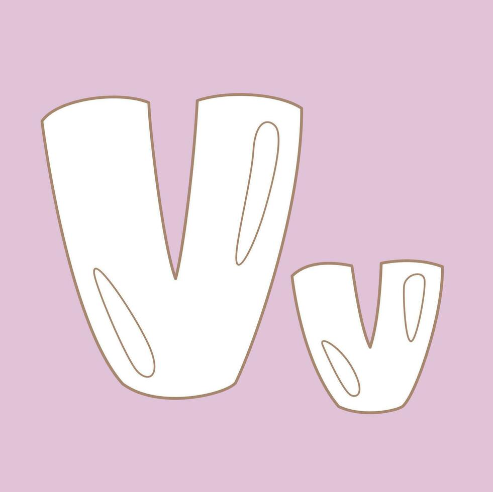Alphabet V For Vocabulary School Lesson Cartoon Digital Stamp Outline vector