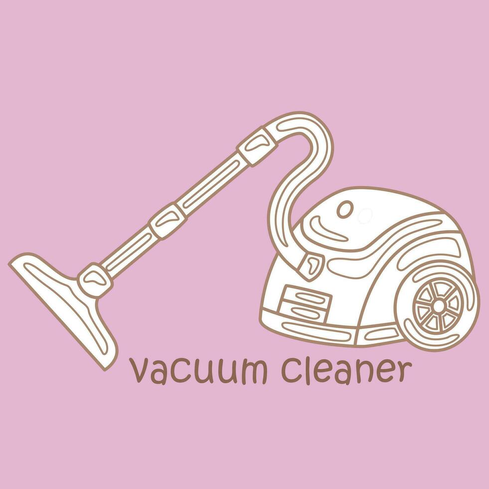 Alphabet V For Vacuum Cleaner Vocabulary School Lesson Cartoon Digital Stamp Outline vector