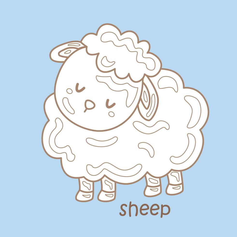 Alphabet S For Sheep Vocabulary School Lesson Cartoon Digital Stamp Outline vector