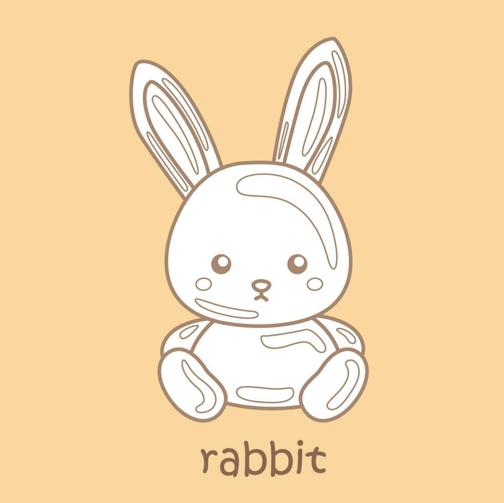 Alphabet R For Rabit Vocabulary School Lesson Cartoon Digital Stamp Outline vector