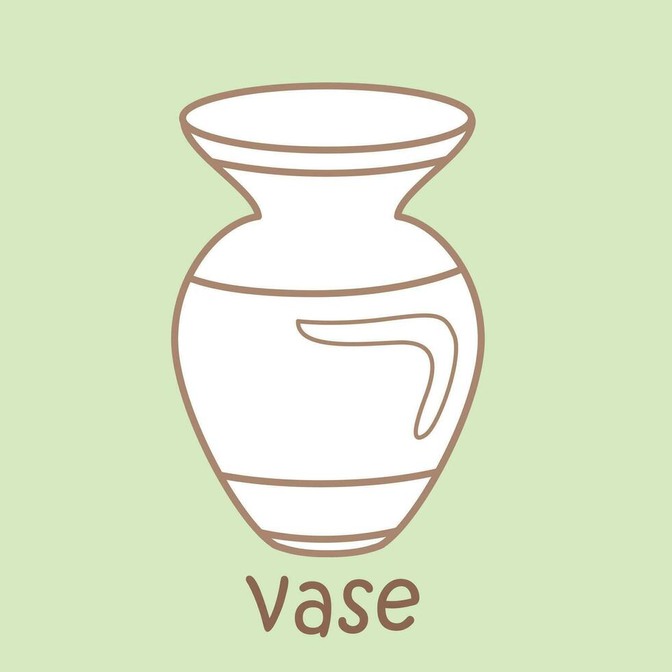 Alphabet V For Vase Vocabulary School Lesson Cartoon Digital Stamp Outline vector