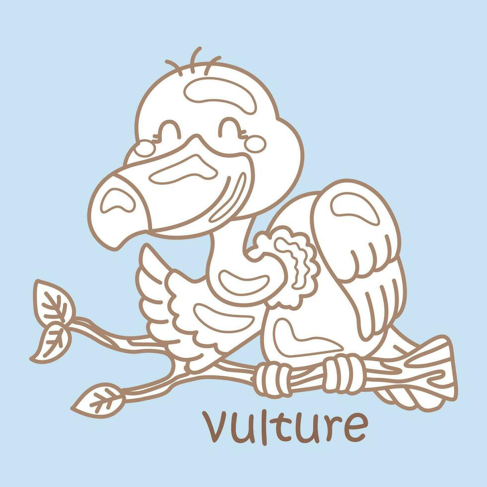 Alphabet V For Vulture Vocabulary School Lesson Cartoon Digital Stamp Outline vector