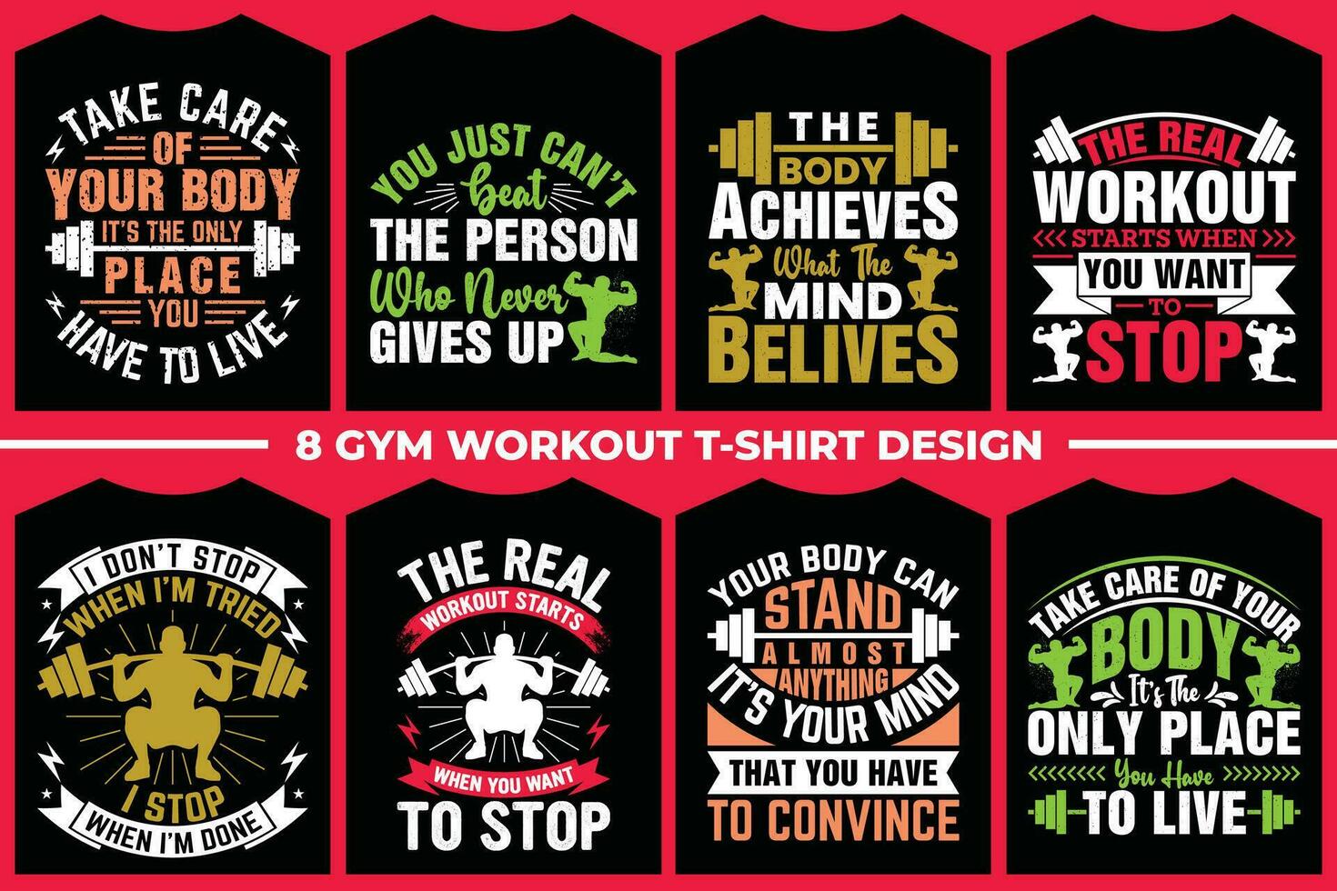 Gym Workout T-Shirt Design Premium Vector