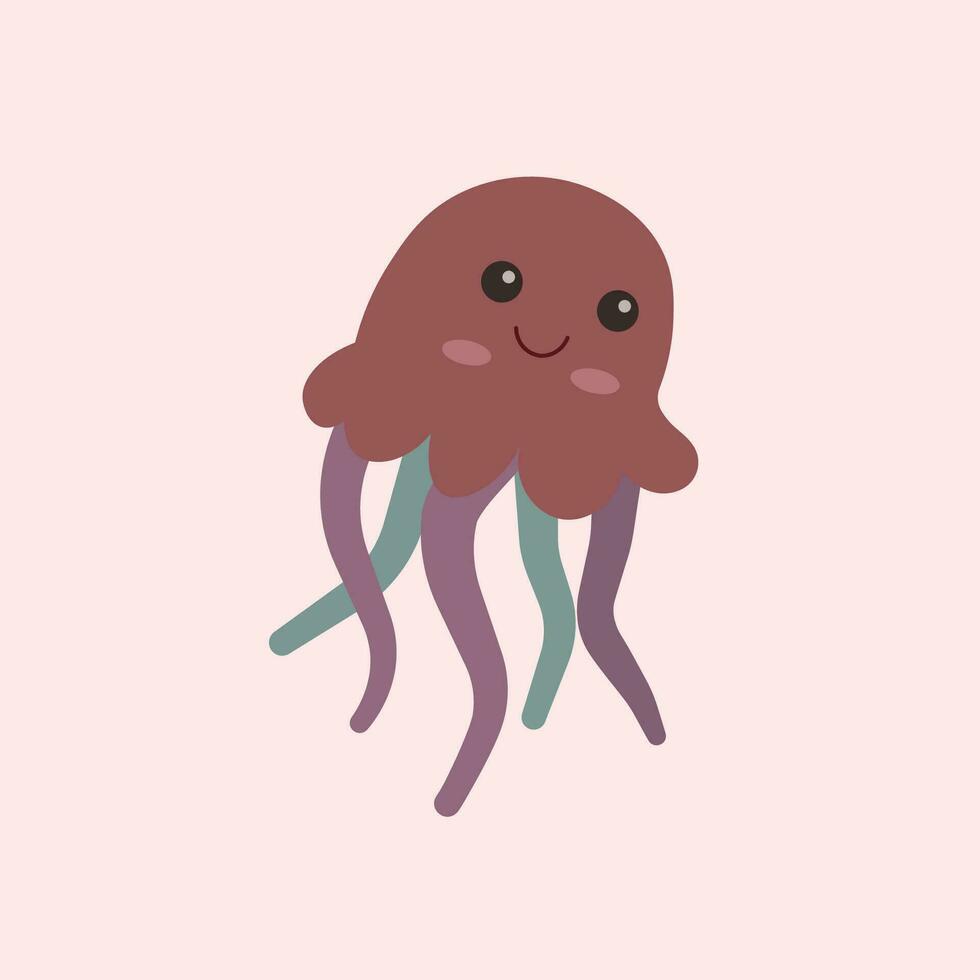 vector dibujos animados pulpo submarino animal cefalópoda