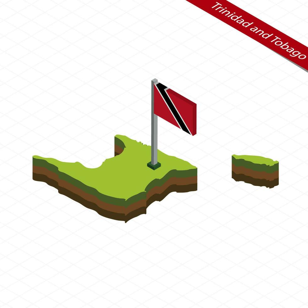 Trinidad and Tobago Isometric map and flag. Vector Illustration.