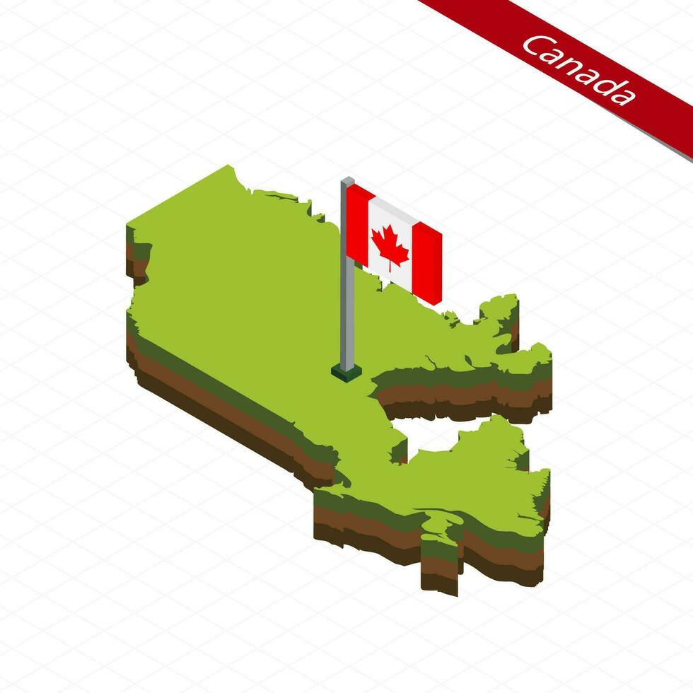 Canadá isométrica mapa y bandera. vector ilustración.