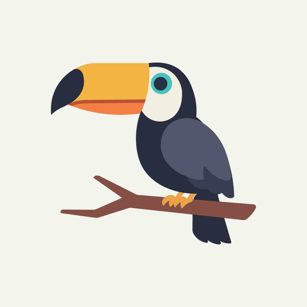 Toucan sits on a branch isolated on white background vector