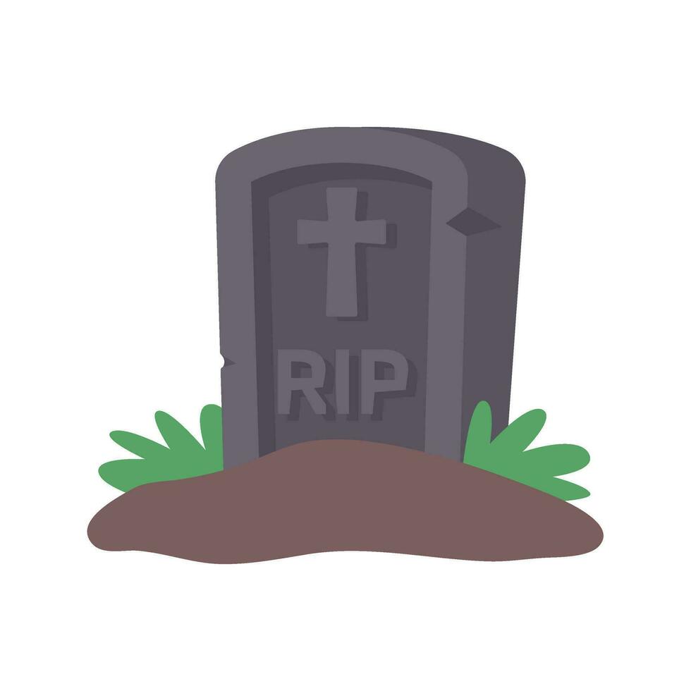 Ghost graves. Stones carved names of dead people on rocks with crosses in spooky cemetery. vector