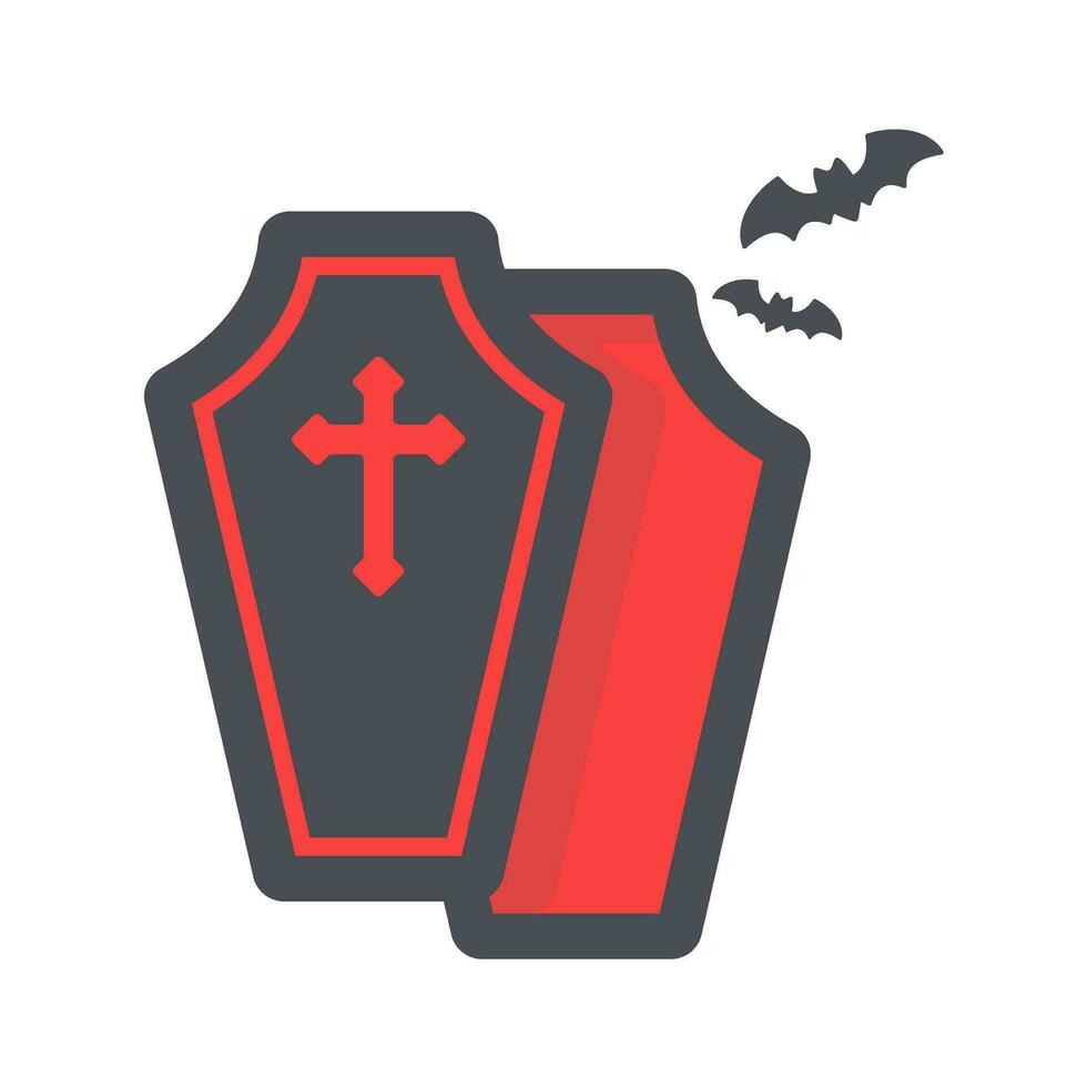 vampire coffin Crosses and vampires fly on Halloween night. vector