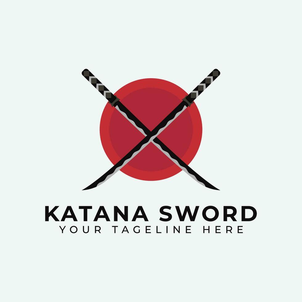 Katana sword logo vector design, samurai icon logo illustration.