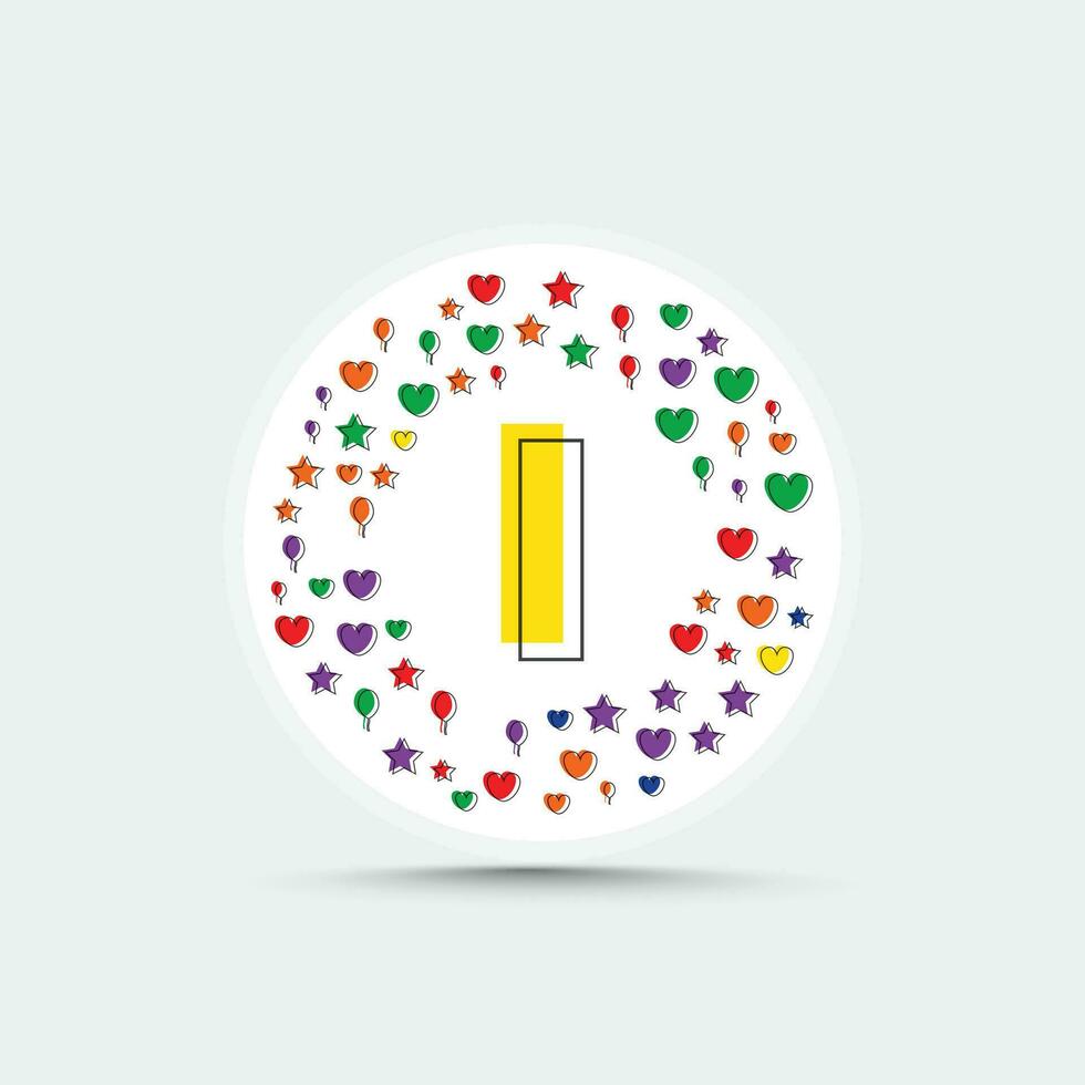 Letter i logo design template with colorful love heart star and balloon vector