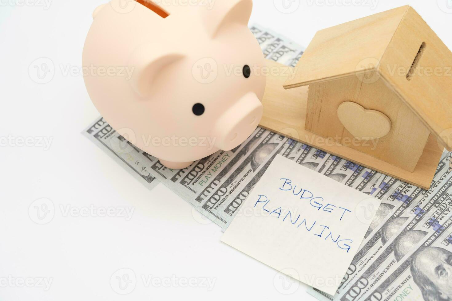 Budget planning for buying a Home. concept of saving money to buy an apartment, house or other residential property. real estate concept. isolated background. photo