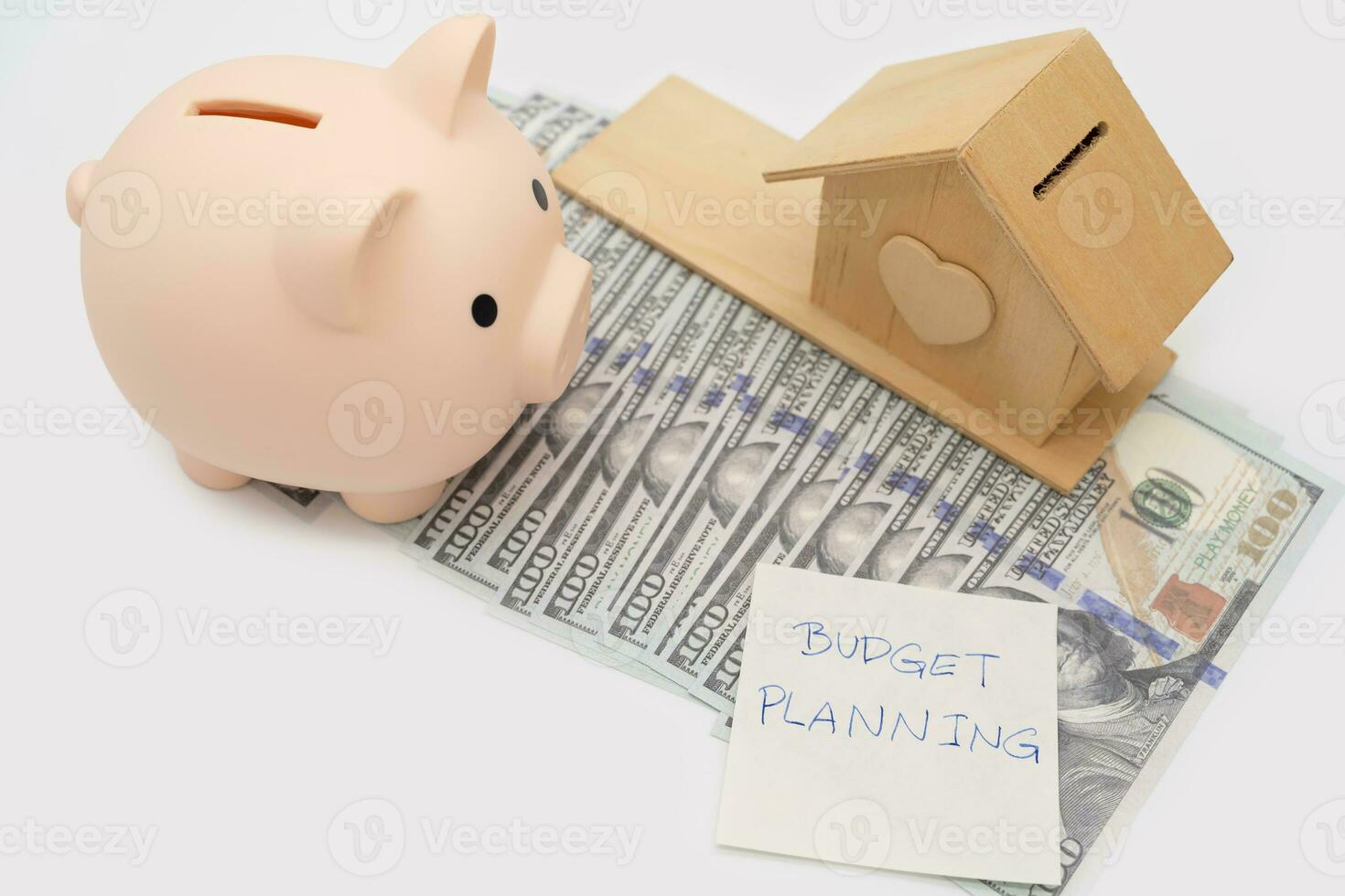 Budget planning for buying a Home. concept of saving money to buy an apartment, house or other residential property. real estate concept. isolated background. photo